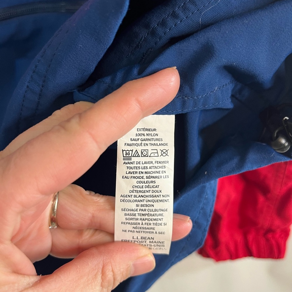 L.L. Bean Anorak Pullover Jacket Men’s Small Red Blue Hooded Windbreaker Outdoor - Picture 3 of 6